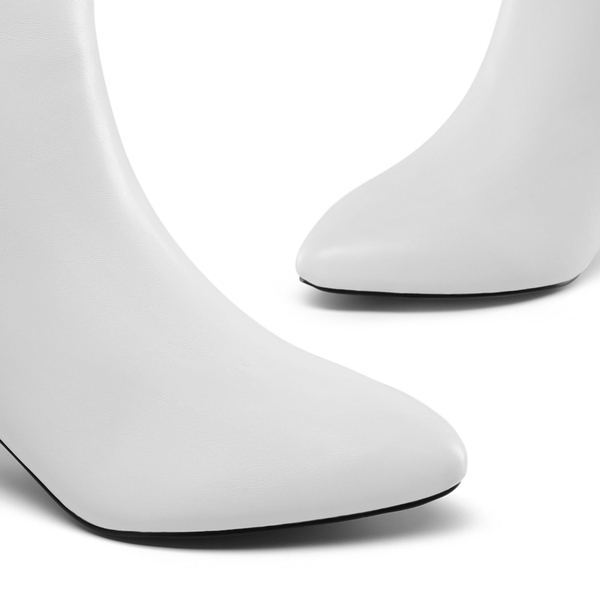 Stiletto Heeled Chelsea Boots - WHITE BLACK - 4